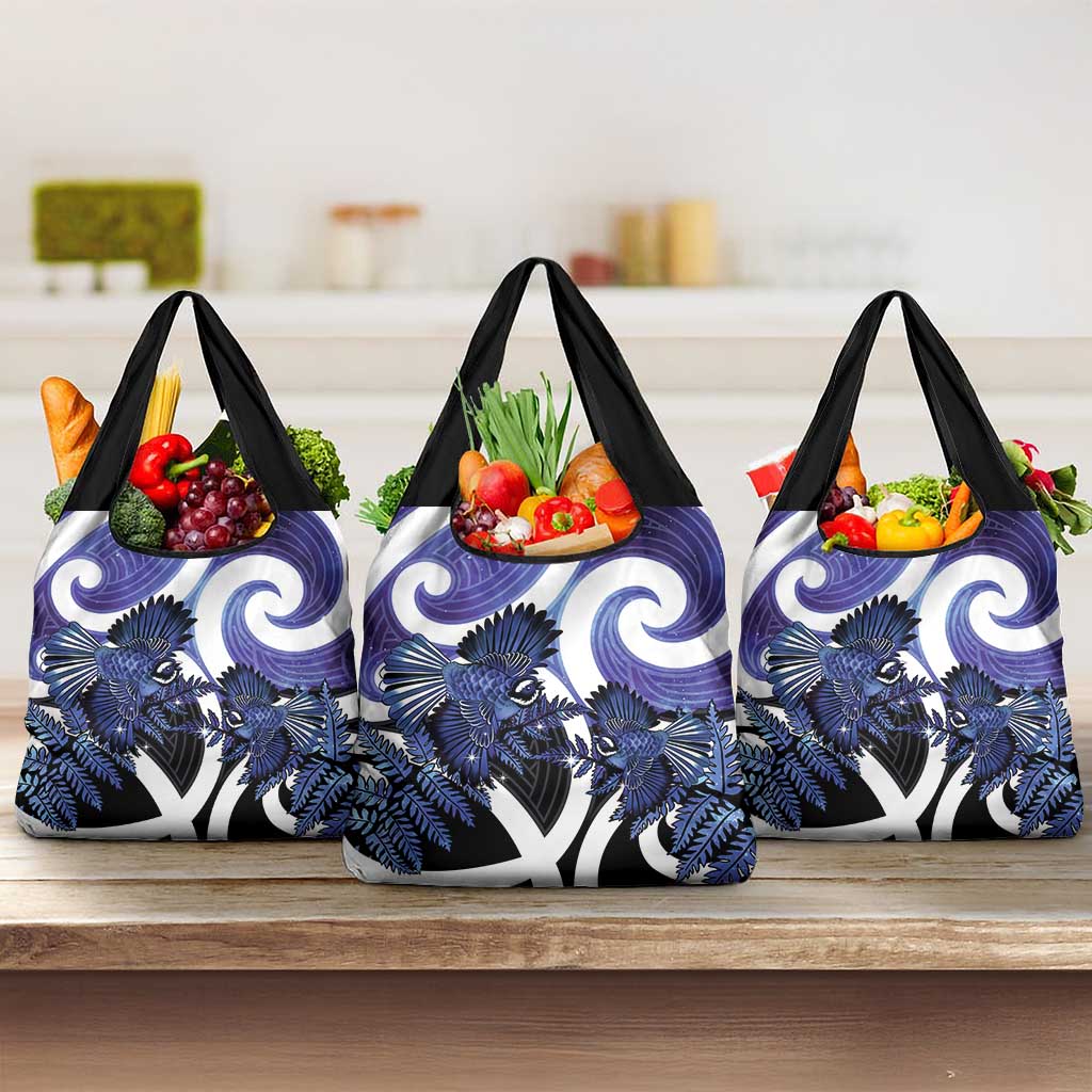 Piwakawaka New Zealand Matariki Grocery Bag Maori New Year Silver Fern Purple Galaxy LT14 3-pack One Size Purple - Polynesian Pride