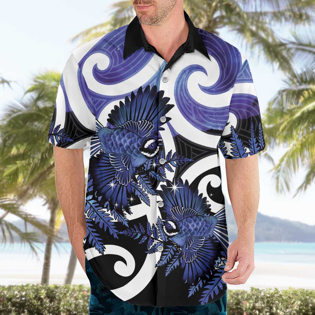 Piwakawaka New Zealand Matariki Hawaiian Shirt Maori New Year Silver Fern Purple Galaxy LT14 - Polynesian Pride