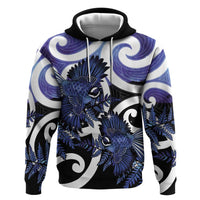 Piwakawaka New Zealand Matariki Hoodie Maori New Year Silver Fern Purple Galaxy LT14 Pullover Hoodie Purple - Polynesian Pride