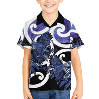 Piwakawaka New Zealand Matariki Kid Hawaiian Shirt Maori New Year Silver Fern Purple Galaxy LT14 Kid Purple - Polynesian Pride