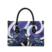 Piwakawaka New Zealand Matariki Leather Bag Maori New Year Silver Fern Purple Galaxy LT14 - Polynesian Pride