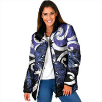 Piwakawaka New Zealand Matariki Padded Jacket Maori New Year Silver Fern Purple Galaxy LT14 Women Purple - Polynesian Pride