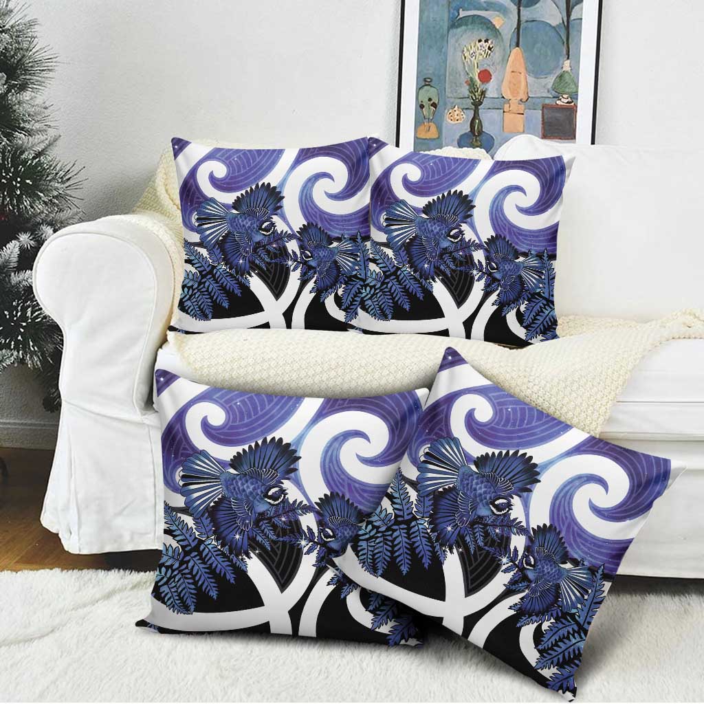 Piwakawaka New Zealand Matariki Pillow Cover Maori New Year Silver Fern Purple Galaxy LT14 - Polynesian Pride
