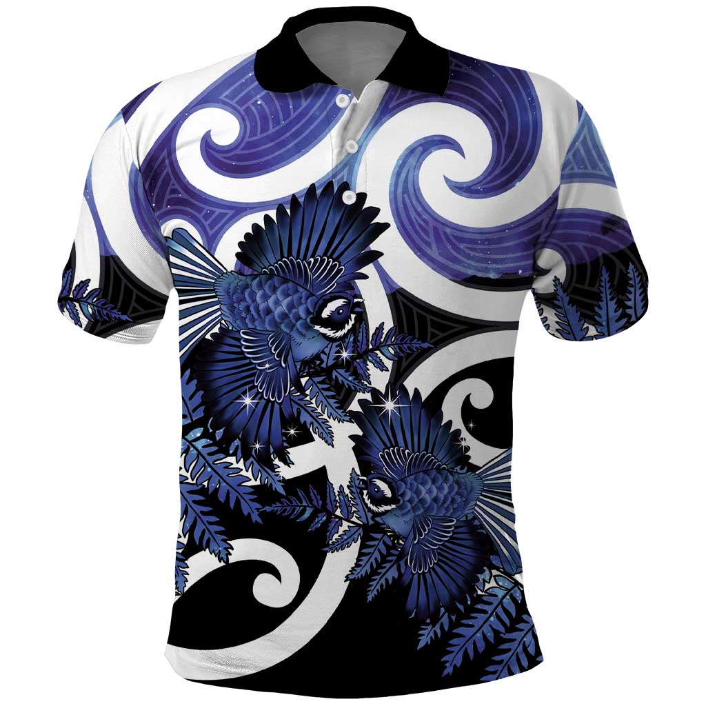 Piwakawaka New Zealand Matariki Polo Shirt Maori New Year Silver Fern Purple Galaxy LT14 Purple - Polynesian Pride