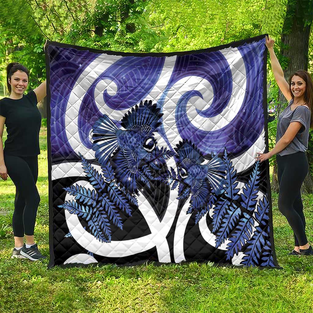 Piwakawaka New Zealand Matariki Quilt Maori New Year Silver Fern Purple Galaxy LT14 - Polynesian Pride