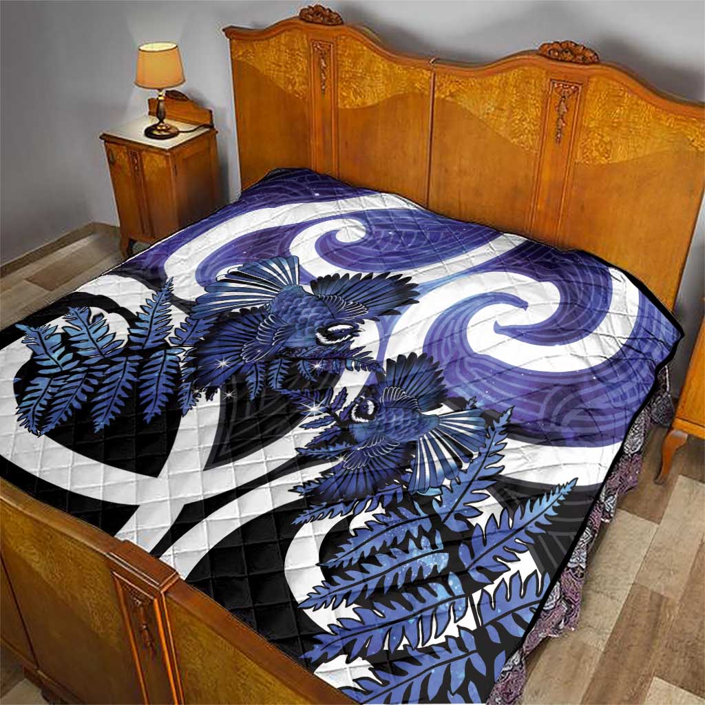 Piwakawaka New Zealand Matariki Quilt Maori New Year Silver Fern Purple Galaxy LT14 - Polynesian Pride