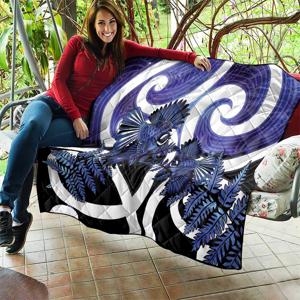 Piwakawaka New Zealand Matariki Quilt Maori New Year Silver Fern Purple Galaxy LT14 - Polynesian Pride