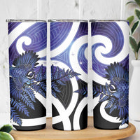Piwakawaka New Zealand Matariki Skinny Tumbler Maori New Year Silver Fern Purple Galaxy LT14 - Polynesian Pride