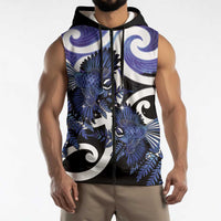 Piwakawaka New Zealand Matariki Sleeveless Zip Hoodie Maori New Year Silver Fern Purple Galaxy LT14 - Polynesian Pride