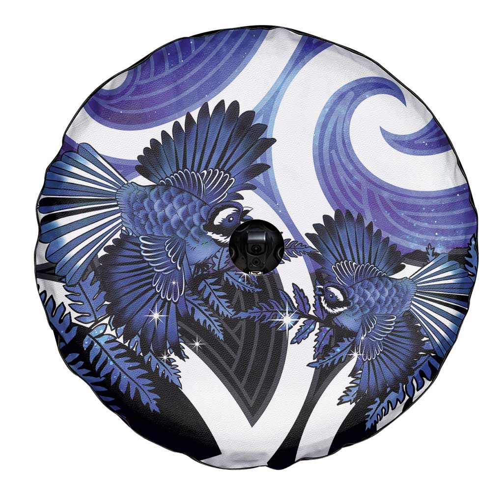 Piwakawaka New Zealand Matariki Spare Tire Cover Maori New Year Silver Fern Purple Galaxy LT14 - Polynesian Pride