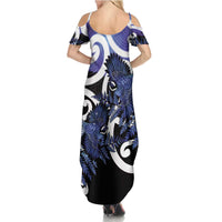 Piwakawaka New Zealand Matariki Summer Maxi Dress Maori New Year Silver Fern Purple Galaxy LT14 - Polynesian Pride