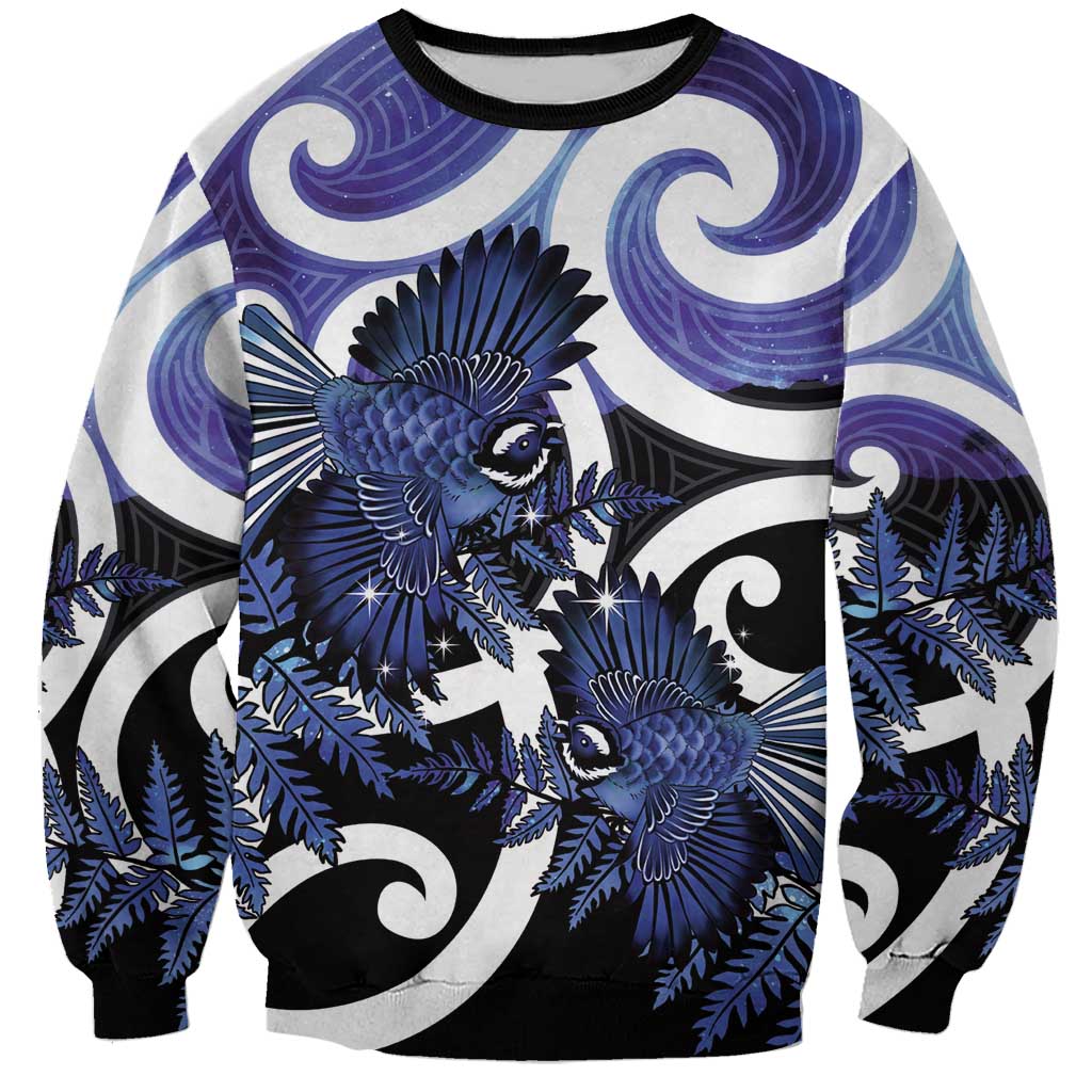 Piwakawaka New Zealand Matariki Sweatshirt Maori New Year Silver Fern Purple Galaxy