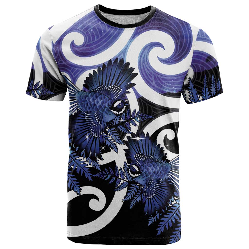 Piwakawaka New Zealand Matariki T Shirt Maori New Year Silver Fern Purple Galaxy LT14 Purple - Polynesian Pride