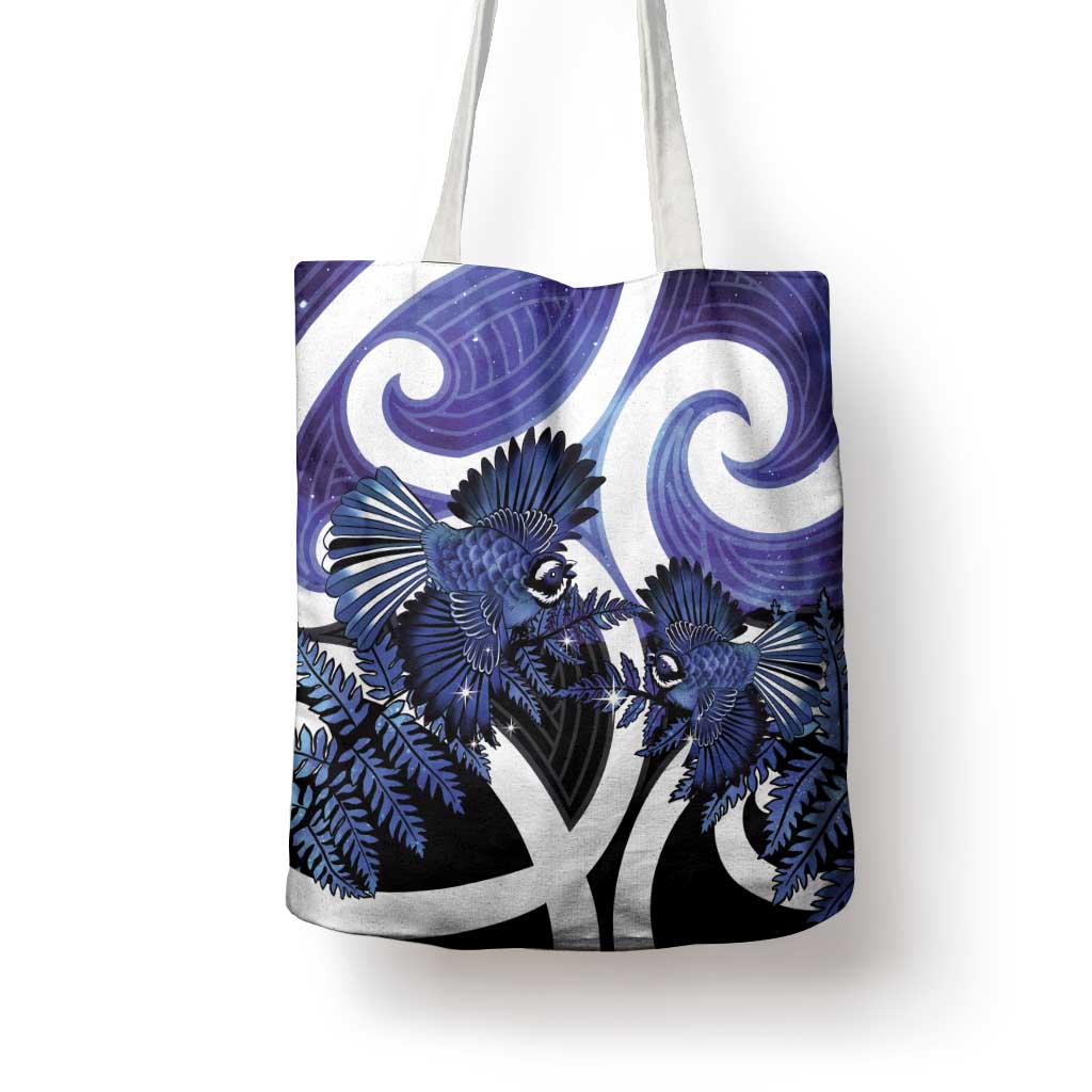 Piwakawaka New Zealand Matariki Tote Bag Maori New Year Silver Fern Purple Galaxy LT14 - Polynesian Pride