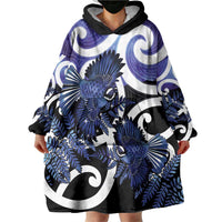 Piwakawaka New Zealand Matariki Wearable Blanket Hoodie Maori New Year Silver Fern Purple Galaxy LT14 - Polynesian Pride