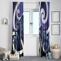 Piwakawaka New Zealand Matariki Window Curtain Maori New Year Silver Fern Purple Galaxy LT14 - Polynesian Pride