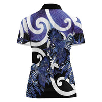 Piwakawaka New Zealand Matariki Women Polo Shirt Maori New Year Silver Fern Purple Galaxy LT14 - Polynesian Pride