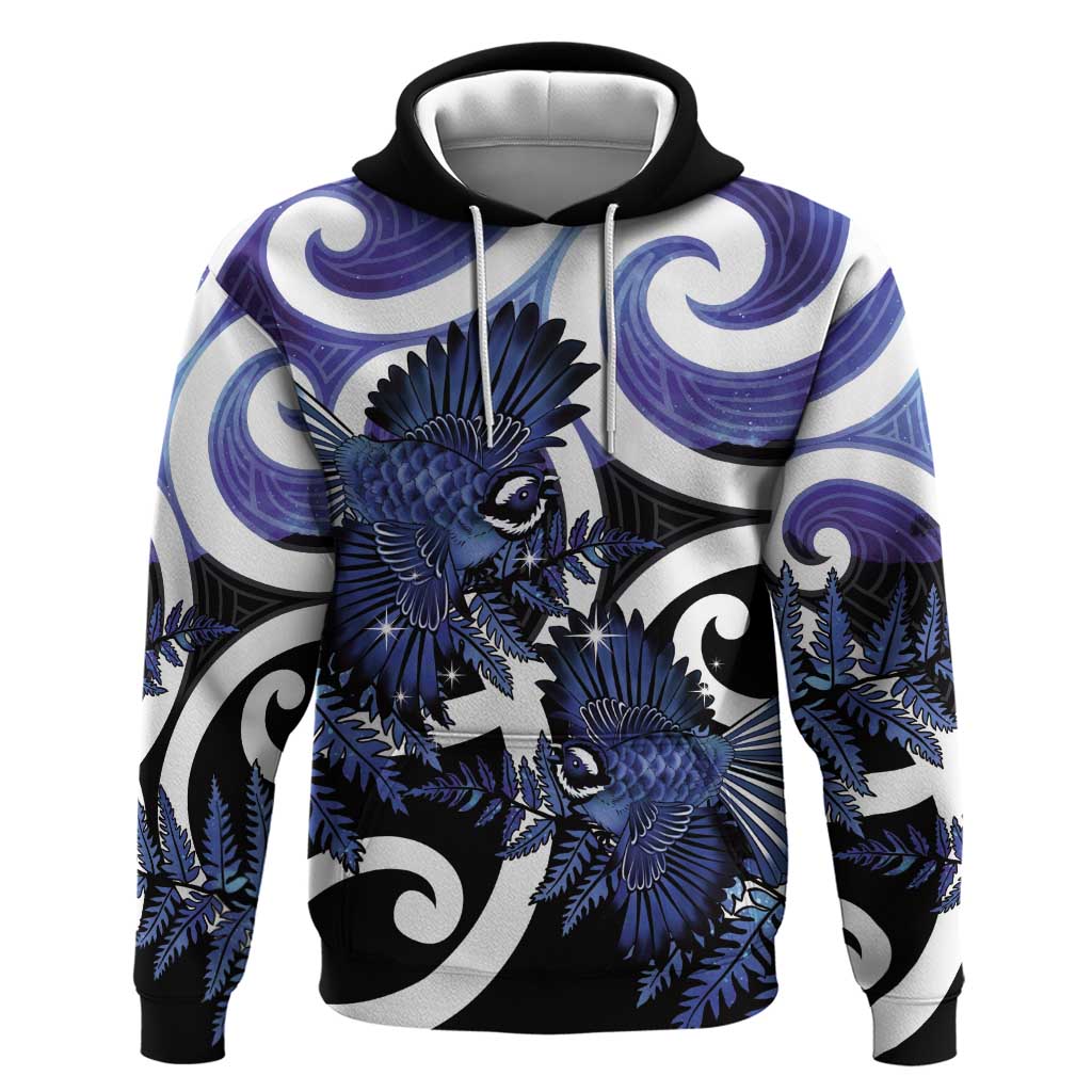 Piwakawaka New Zealand Matariki Zip Hoodie Maori New Year Silver Fern Purple Galaxy LT14 Pullover Hoodie Purple - Polynesian Pride