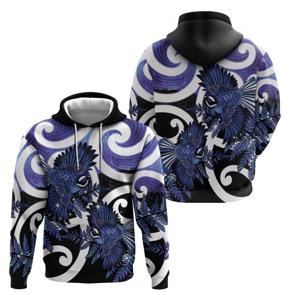 Piwakawaka New Zealand Matariki Zip Hoodie Maori New Year Silver Fern Purple Galaxy LT14 - Polynesian Pride