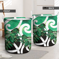 Piwakawaka New Zealand Matariki Laundry Basket Maori New Year Silver Fern Green Galaxy