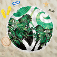 Piwakawaka New Zealand Matariki Beach Blanket Maori New Year Silver Fern Green Galaxy
