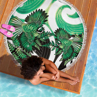 Piwakawaka New Zealand Matariki Beach Blanket Maori New Year Silver Fern Green Galaxy