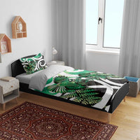 Piwakawaka New Zealand Matariki Bedding Set Maori New Year Silver Fern Green Galaxy