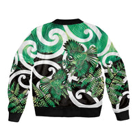 Piwakawaka New Zealand Matariki Bomber Jacket Maori New Year Silver Fern Green Galaxy