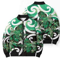 Piwakawaka New Zealand Matariki Bomber Puffer Jacket Maori New Year Silver Fern Green Galaxy
