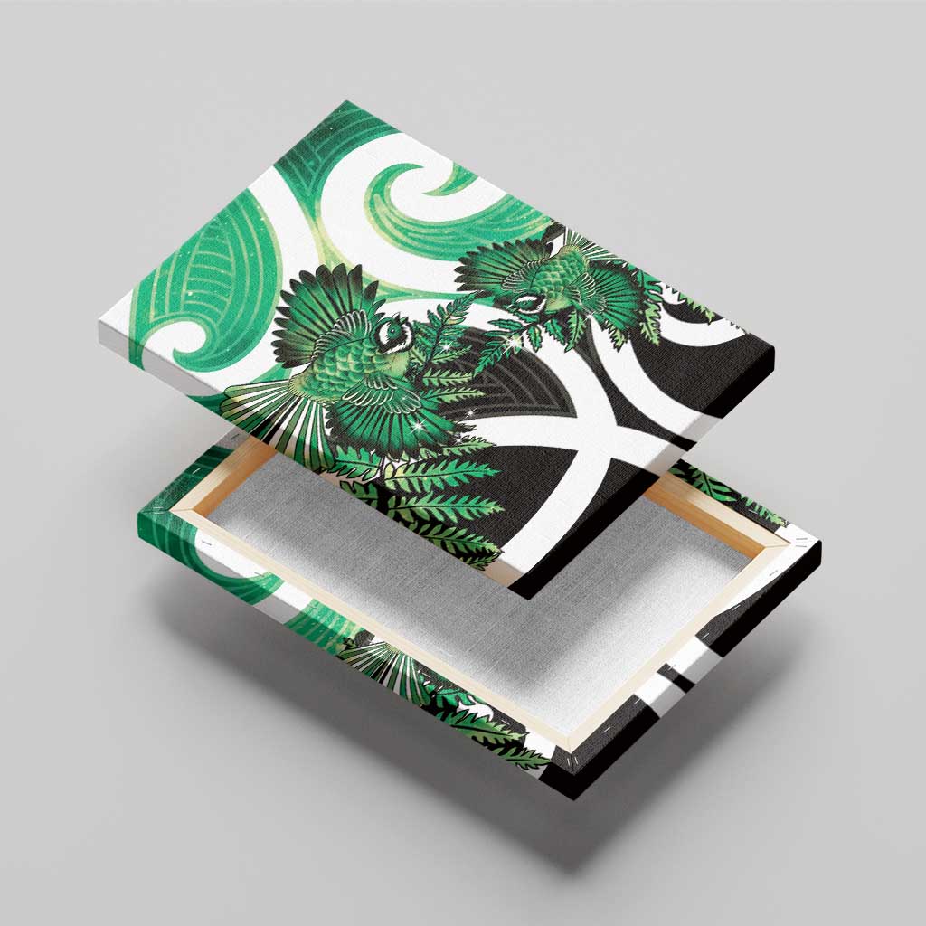 Piwakawaka New Zealand Matariki Canvas Wall Art Maori New Year Silver Fern Green Galaxy LT14 - Polynesian Pride