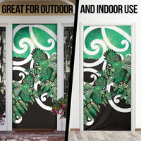 Piwakawaka New Zealand Matariki Door Cover Maori New Year Silver Fern Green Galaxy LT14 - Polynesian Pride