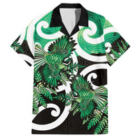 Piwakawaka New Zealand Matariki Family Matching Summer Maxi Dress and Hawaiian Shirt Maori New Year Silver Fern Green Galaxy LT14 Dad's Shirt - Short Sleeve Green - Polynesian Pride
