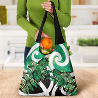 Piwakawaka New Zealand Matariki Grocery Bag Maori New Year Silver Fern Green Galaxy LT14 - Polynesian Pride