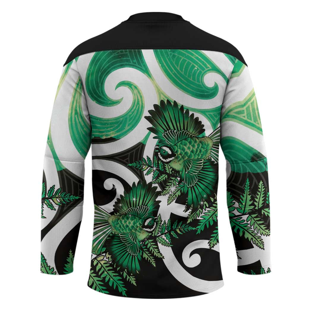 Piwakawaka New Zealand Matariki Hockey Jersey Maori New Year Silver Fern Green Galaxy LT14 - Polynesian Pride