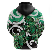 Piwakawaka New Zealand Matariki Hoodie Maori New Year Silver Fern Green Galaxy LT14 - Polynesian Pride