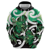 Piwakawaka New Zealand Matariki Hoodie Maori New Year Silver Fern Green Galaxy LT14 - Polynesian Pride