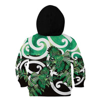 Piwakawaka New Zealand Matariki Kid Hoodie Maori New Year Silver Fern Green Galaxy LT14 - Polynesian Pride