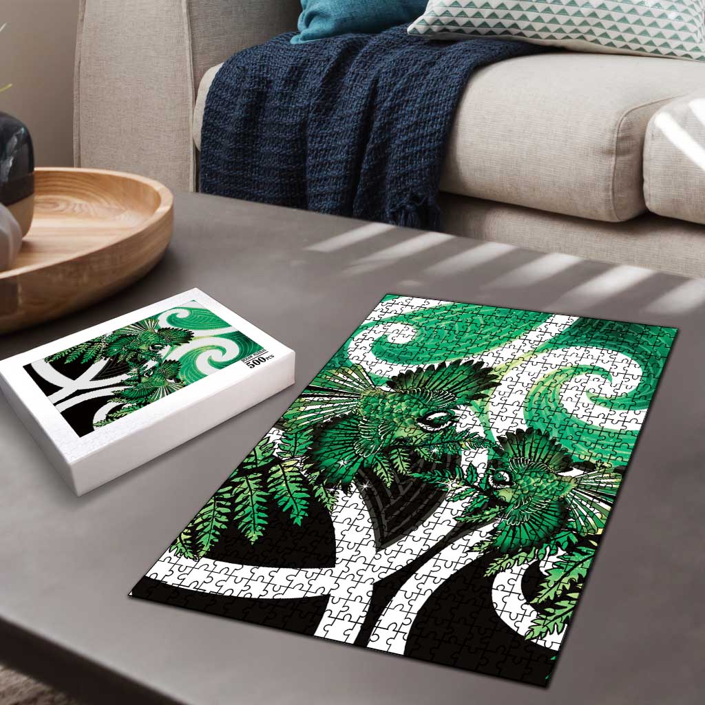 Piwakawaka New Zealand Matariki Puzzle Maori New Year Silver Fern Green Galaxy