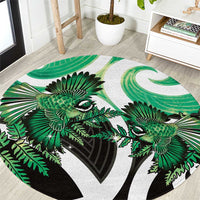 Piwakawaka New Zealand Matariki Round Carpet Maori New Year Silver Fern Green Galaxy LT14 Green - Polynesian Pride