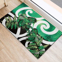Piwakawaka New Zealand Matariki Rubber Doormat Maori New Year Silver Fern Green Galaxy LT14 - Polynesian Pride