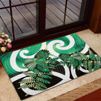 Piwakawaka New Zealand Matariki Rubber Doormat Maori New Year Silver Fern Green Galaxy LT14 - Polynesian Pride