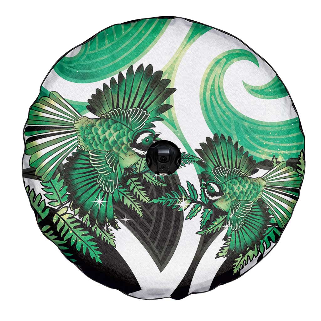 Piwakawaka New Zealand Matariki Spare Tire Cover Maori New Year Silver Fern Green Galaxy LT14 - Polynesian Pride