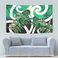 Piwakawaka New Zealand Matariki Tapestry Maori New Year Silver Fern Green Galaxy LT14 - Polynesian Pride