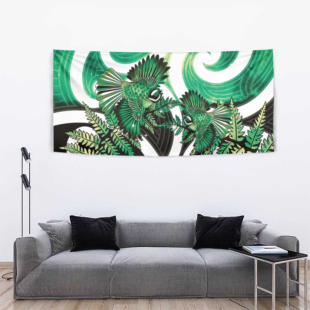 Piwakawaka New Zealand Matariki Tapestry Maori New Year Silver Fern Green Galaxy LT14 - Polynesian Pride