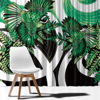 Piwakawaka New Zealand Matariki Window Curtain Maori New Year Silver Fern Green Galaxy LT14 - Polynesian Pride