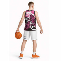 Piwakawaka New Zealand Matariki Basketball Jersey Maori New Year Silver Fern Pink Galaxy LT14 - Polynesian Pride