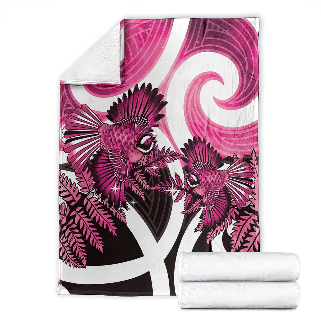 Piwakawaka New Zealand Matariki Blanket Maori New Year Silver Fern Pink Galaxy