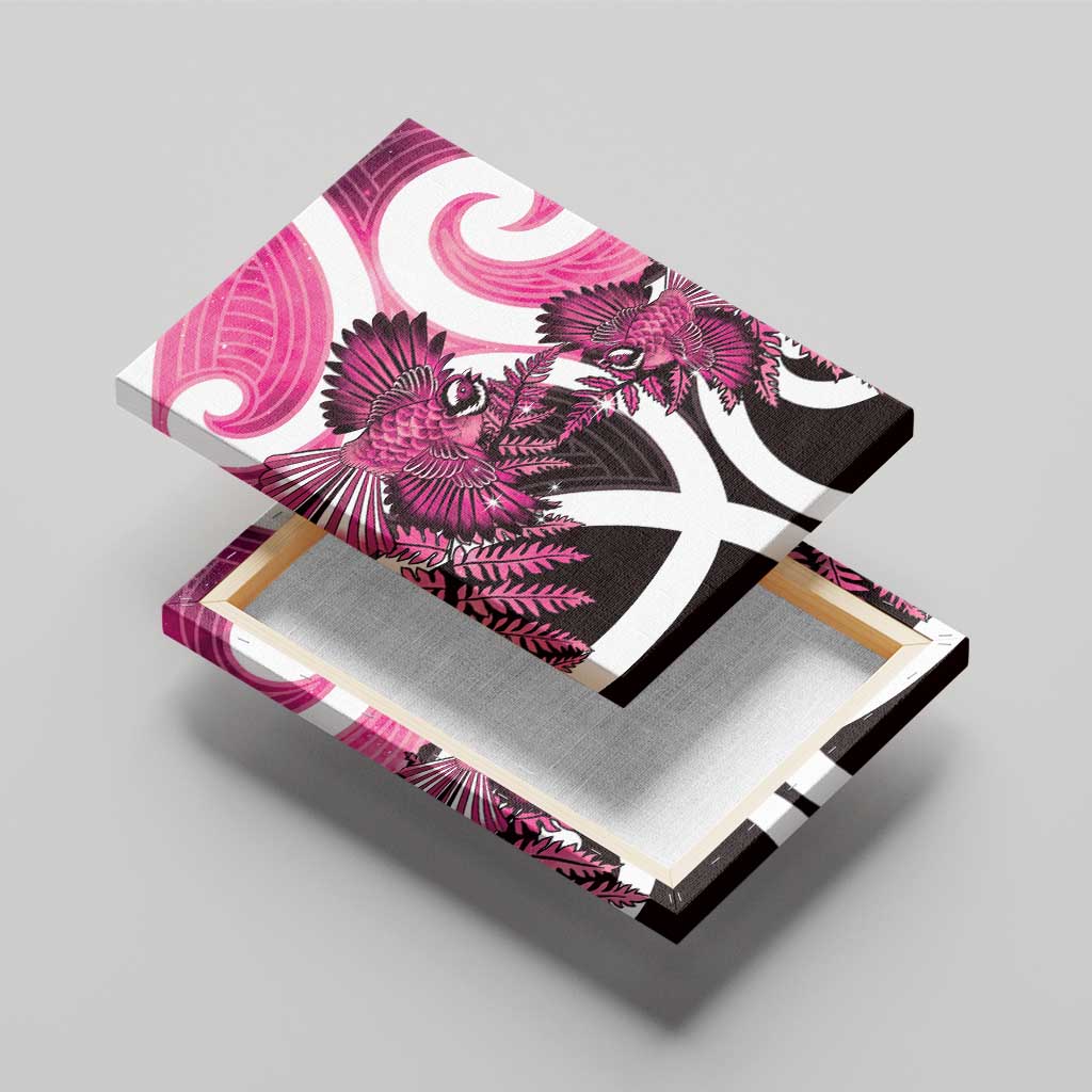 Piwakawaka New Zealand Matariki Canvas Wall Art Maori New Year Silver Fern Pink Galaxy