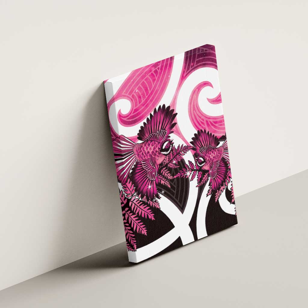 Piwakawaka New Zealand Matariki Canvas Wall Art Maori New Year Silver Fern Pink Galaxy