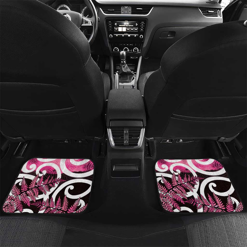 Piwakawaka New Zealand Matariki Car Mats Maori New Year Silver Fern Pink Galaxy LT14 Set 2pcs - Back Pink - Polynesian Pride